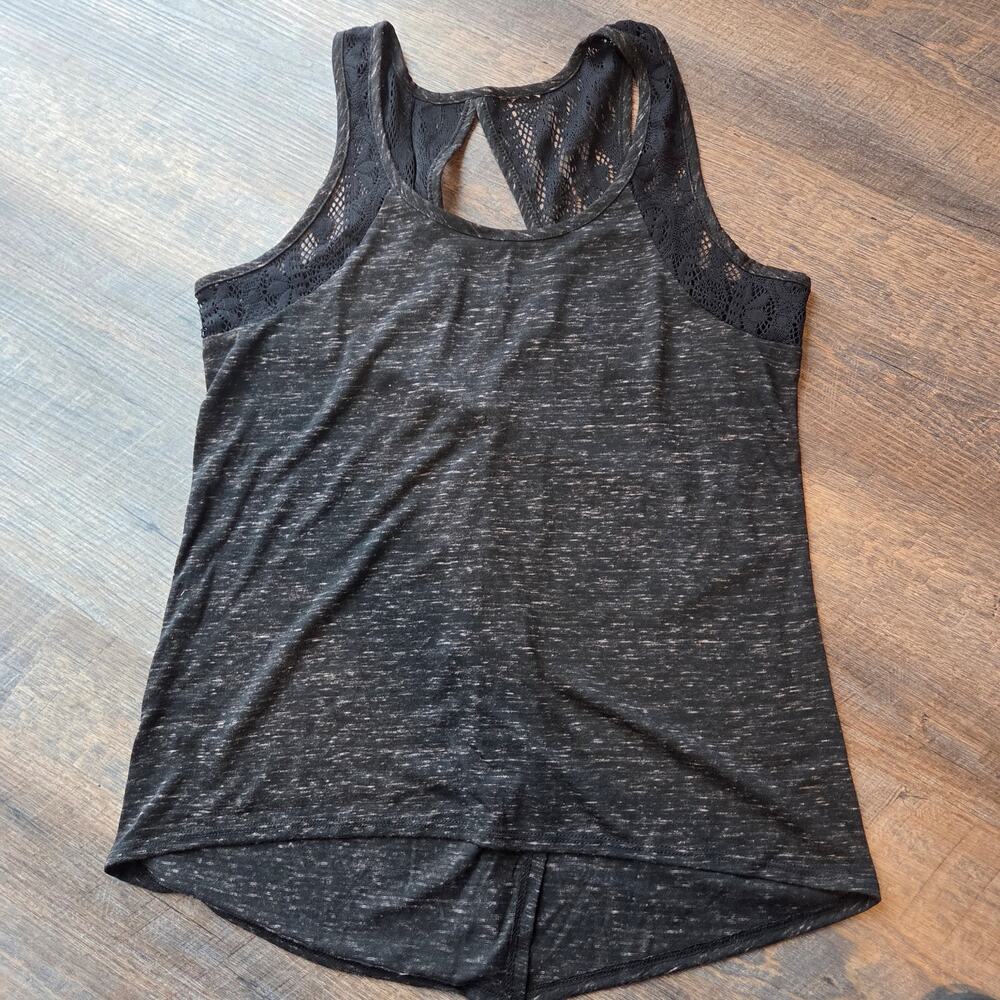 Heather gray and Lace open back Tank Top Medium